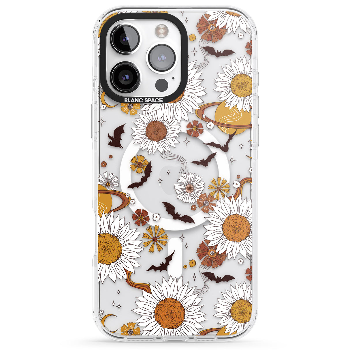 iPhone 16 Pro Max Halloween Bats and Planets Black Impact Phone Case