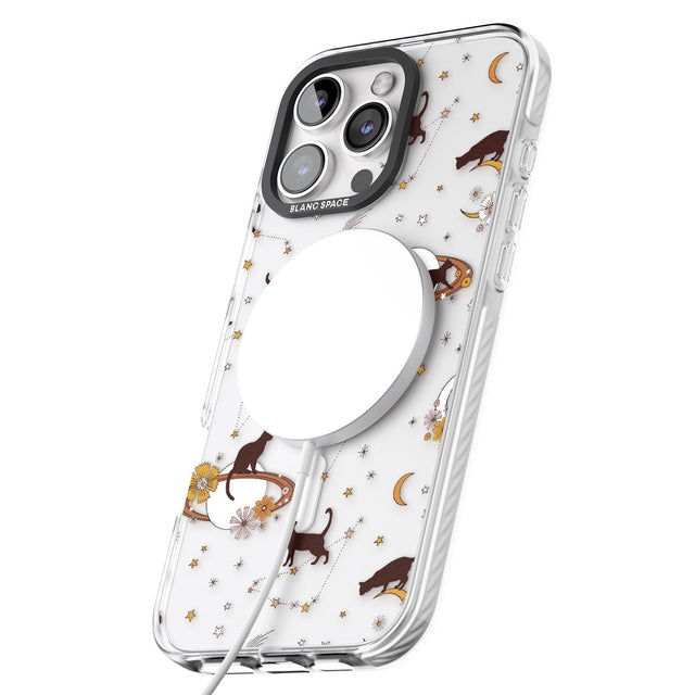 iPhone 16 Pro Max Halloween Cats and Astrology Black Impact Phone Case