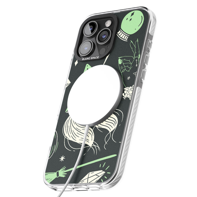 iPhone 16 Pro Max Astrology Witch Pattern Black Impact Phone Case