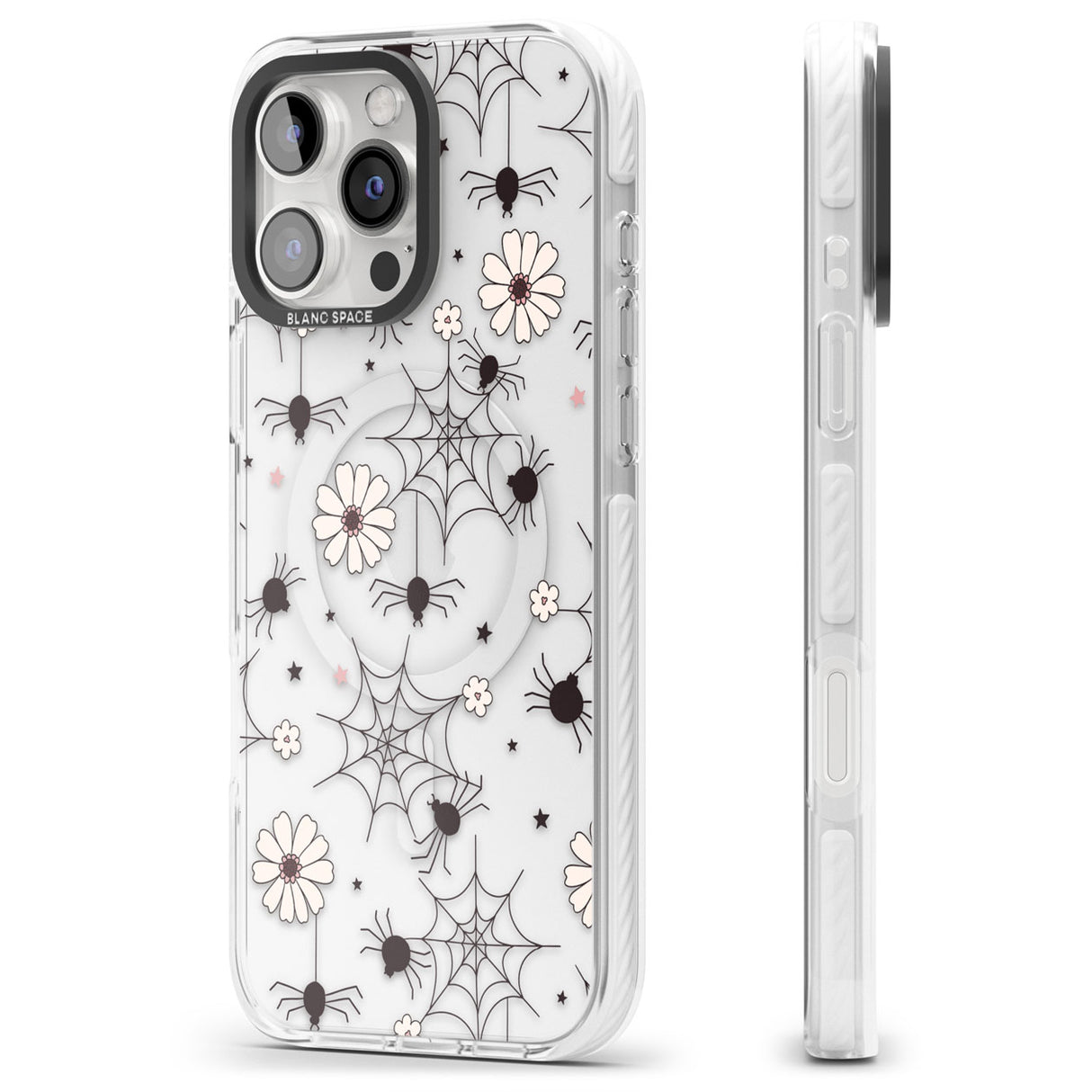 Spiders and Flowers Pattern Impact Magsafe Phone Case for iPhone 16 Pro, iPhone 16 Pro Max