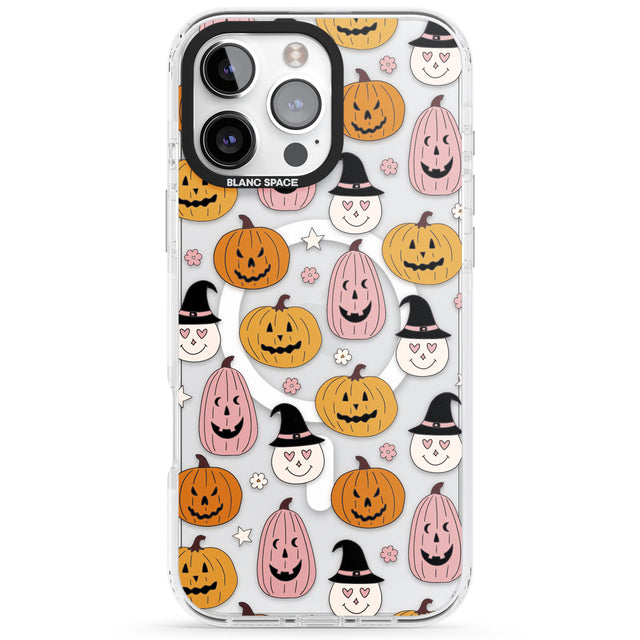 Witches and Pumpkins Pattern Impact Magsafe Phone Case for iPhone 16 Pro, iPhone 16 Pro Max