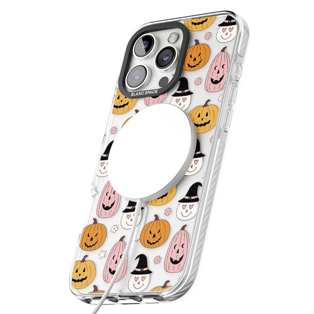 Witches and Pumpkins Pattern Impact Magsafe Phone Case for iPhone 16 Pro, iPhone 16 Pro Max