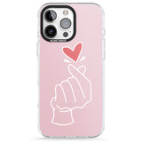 iPhone 16 Pro Max Pink Finger Heart Black Impact Phone Case