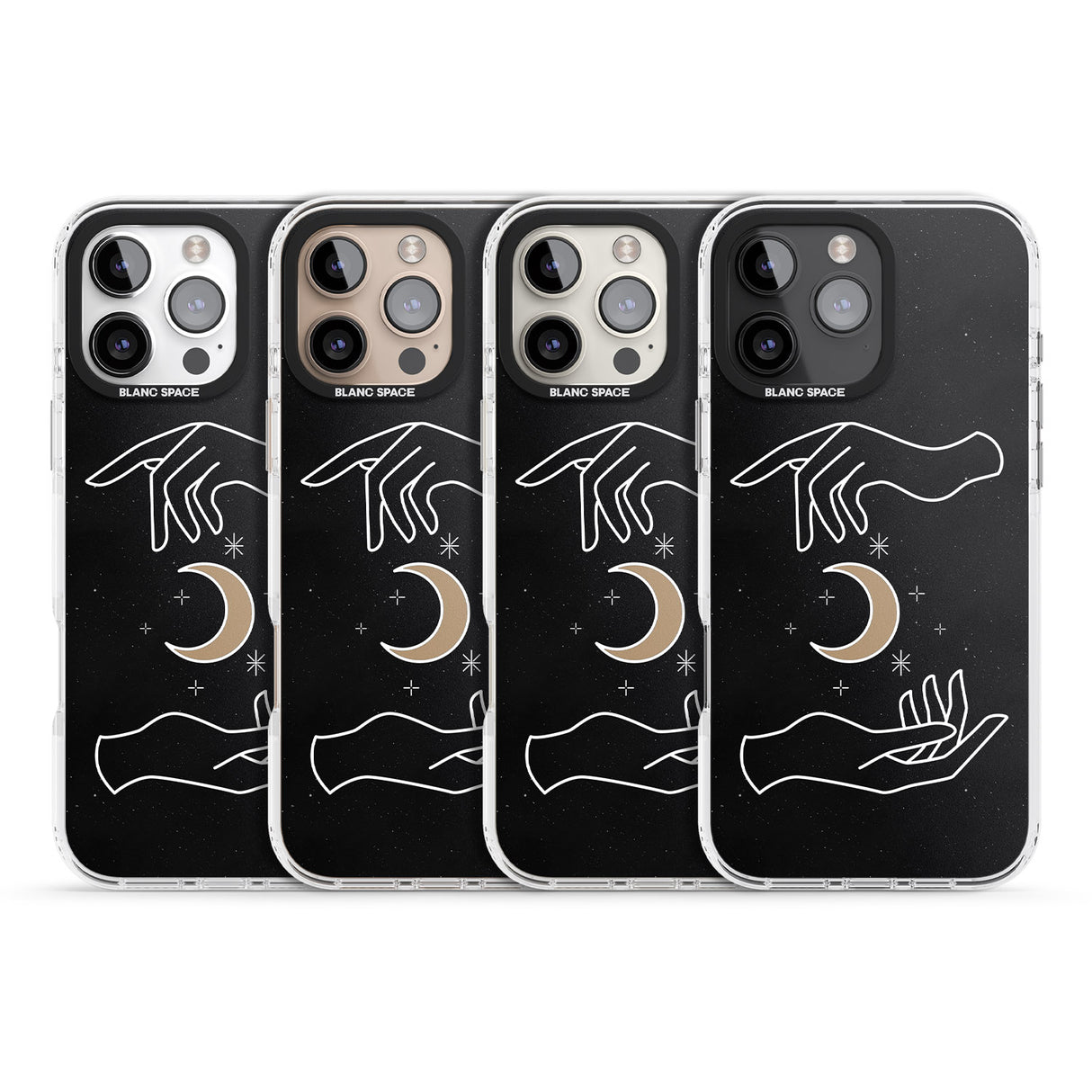 iPhone 16 Pro Max Hands Surrounding Moon Black Impact Phone Case