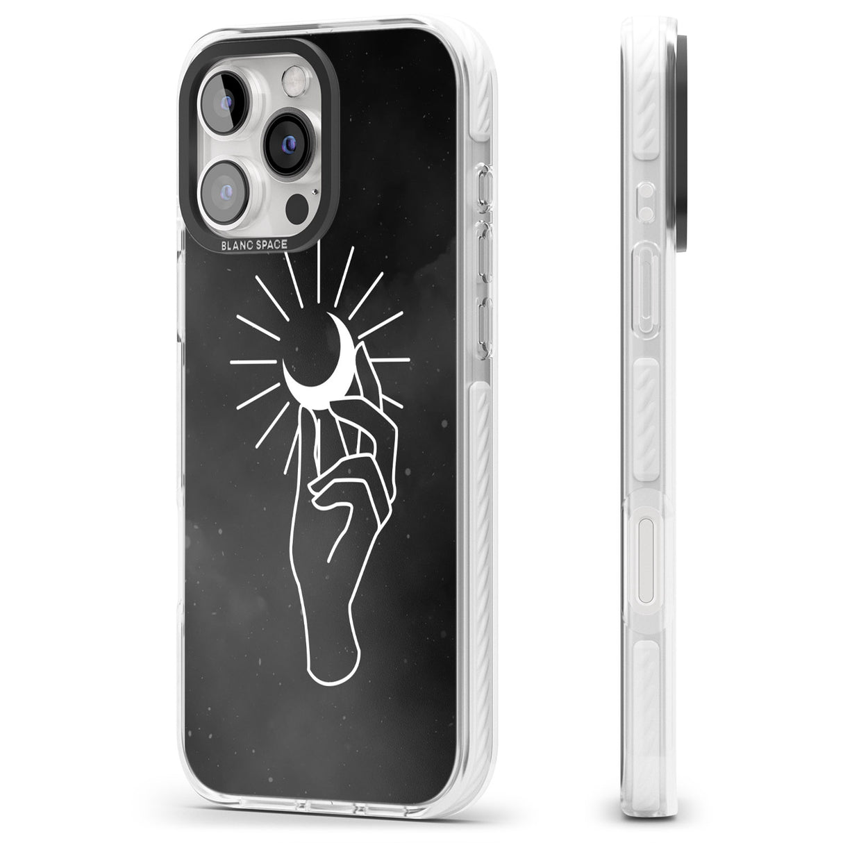 iPhone 16 Pro Max Hand Holding Moon Black Impact Phone Case