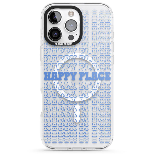 iPhone 16 Pro Max Happy Place (Blue) Black Impact Phone Case + Magsafe