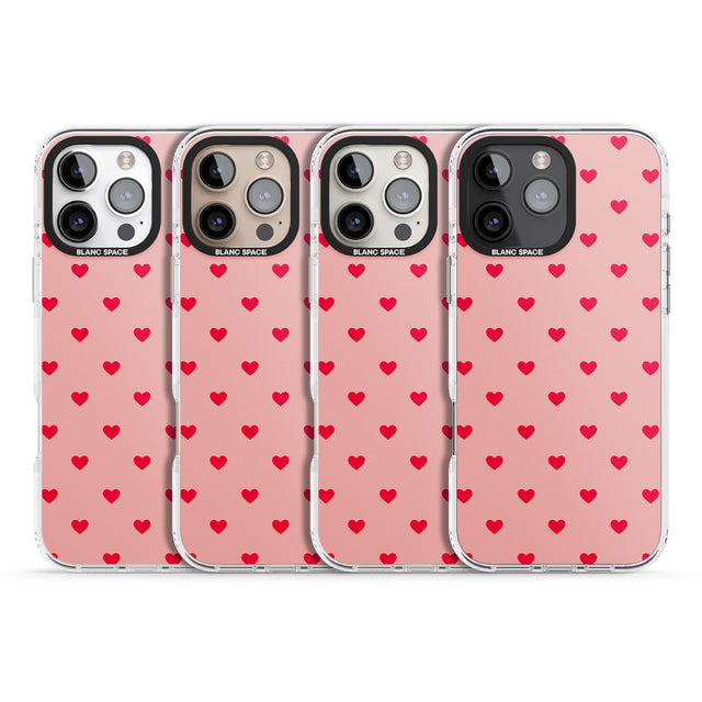 iPhone 16 Pro Max Small Heart Pattern: Red & Pink Black Impact Phone Case