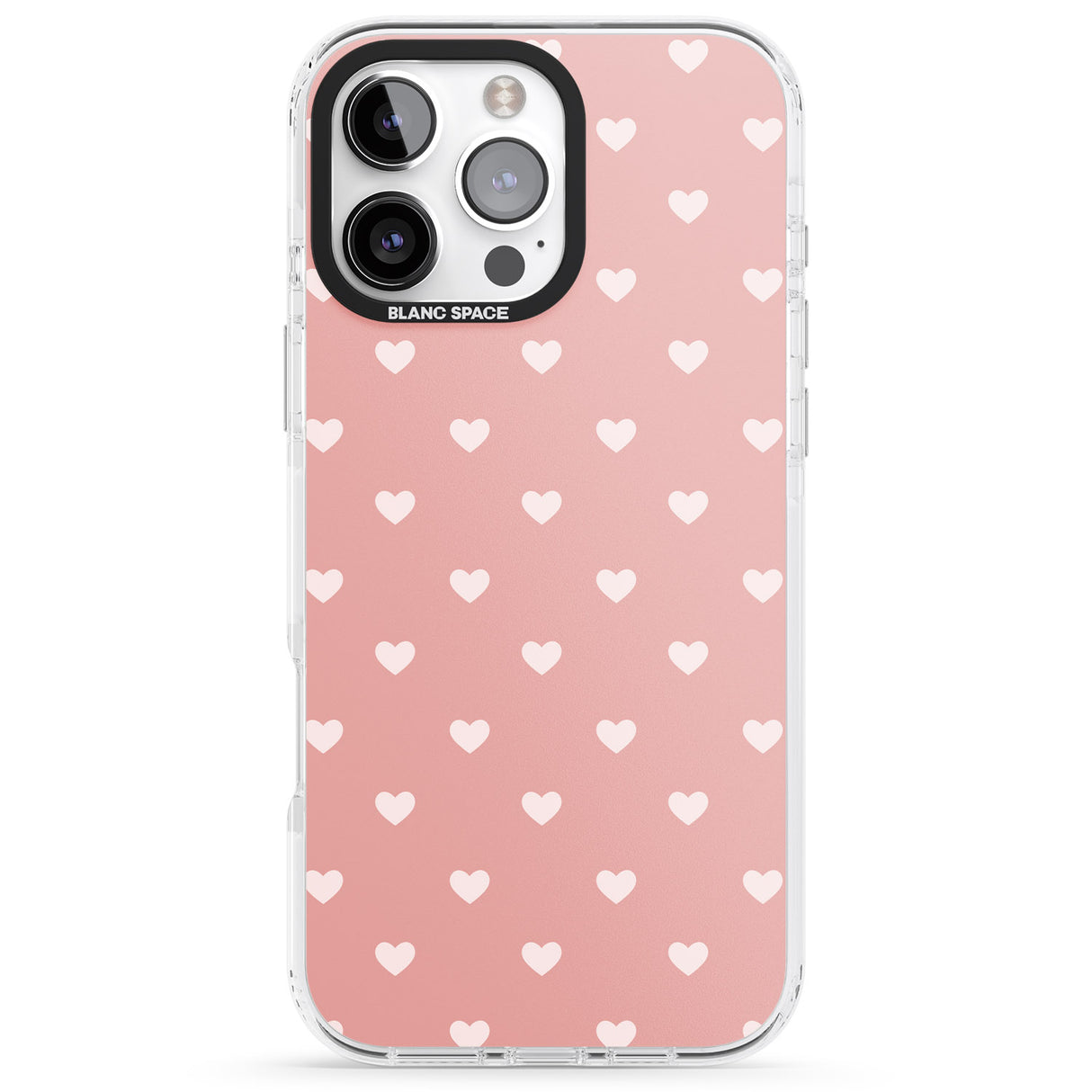 iPhone 16 Pro Max Small Heart Pattern: Pink Black Impact Phone Case