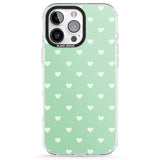 iPhone 16 Pro Max Small Heart Pattern: Green Black Impact Phone Case