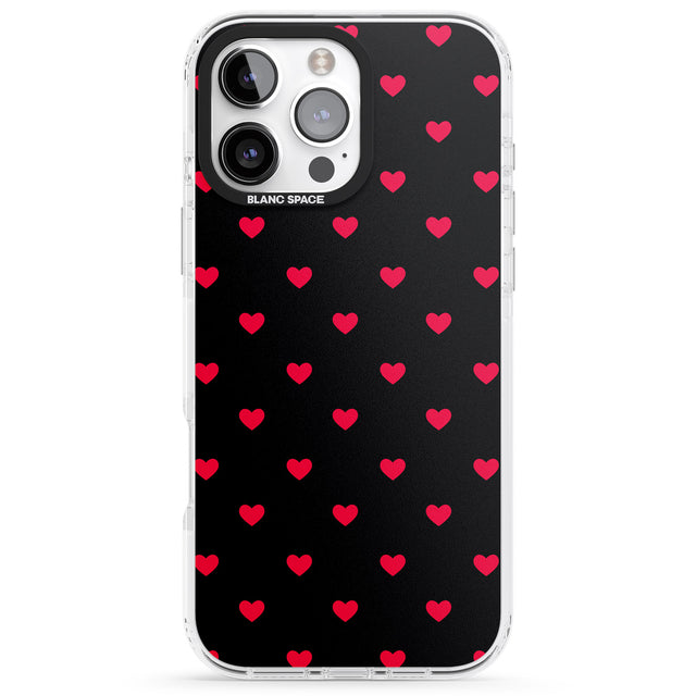 iPhone 16 Pro Max Small Heart Pattern: Red & Black Impact Phone Case