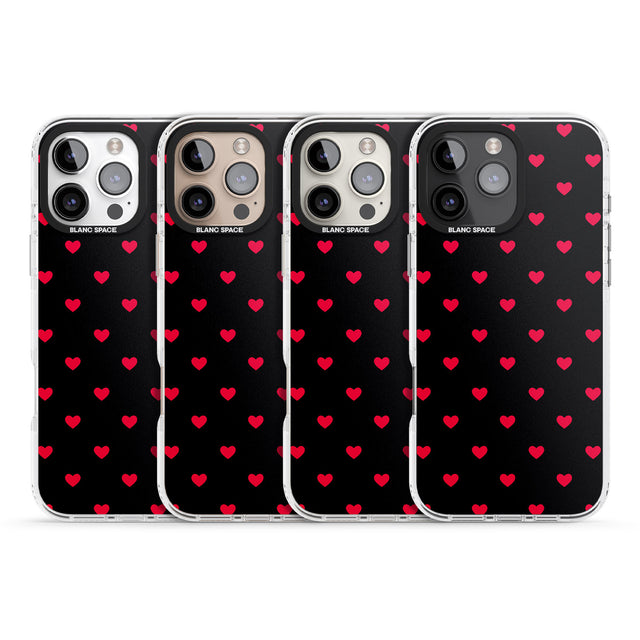 iPhone 16 Pro Max Small Heart Pattern: Red & Black Impact Phone Case