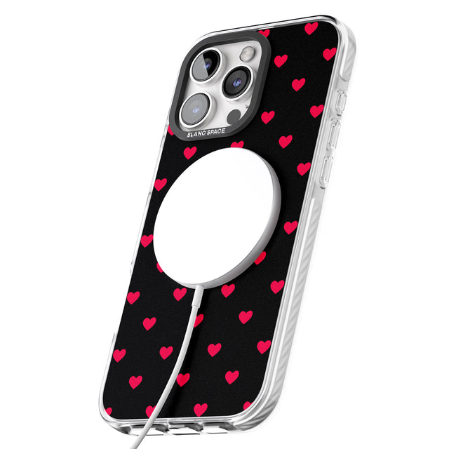 iPhone 16 Pro Max Small Heart Pattern: Red & Black Impact Phone Case