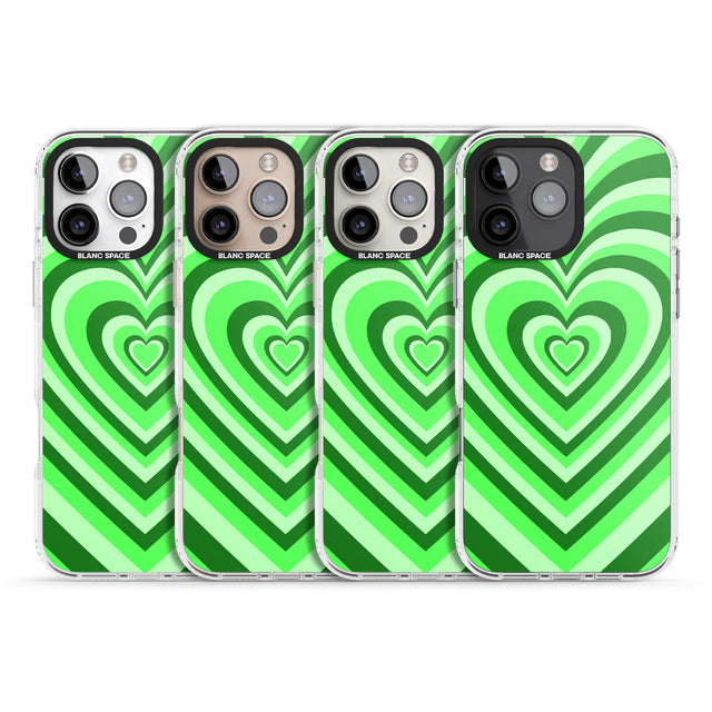 iPhone 16 Pro Max Green Heart Illusion Black Impact Phone Case