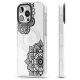 iPhone 16 Pro Max Black Henna Florals Black Impact Phone Case