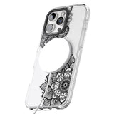 iPhone 16 Pro Max Black Henna Florals Black Impact Phone Case