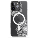 iPhone 16 Pro Max White Henna Florals Black Impact Phone Case