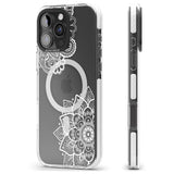 iPhone 16 Pro Max White Henna Florals Black Impact Phone Case