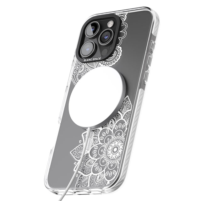 iPhone 16 Pro Max White Henna Florals Black Impact Phone Case