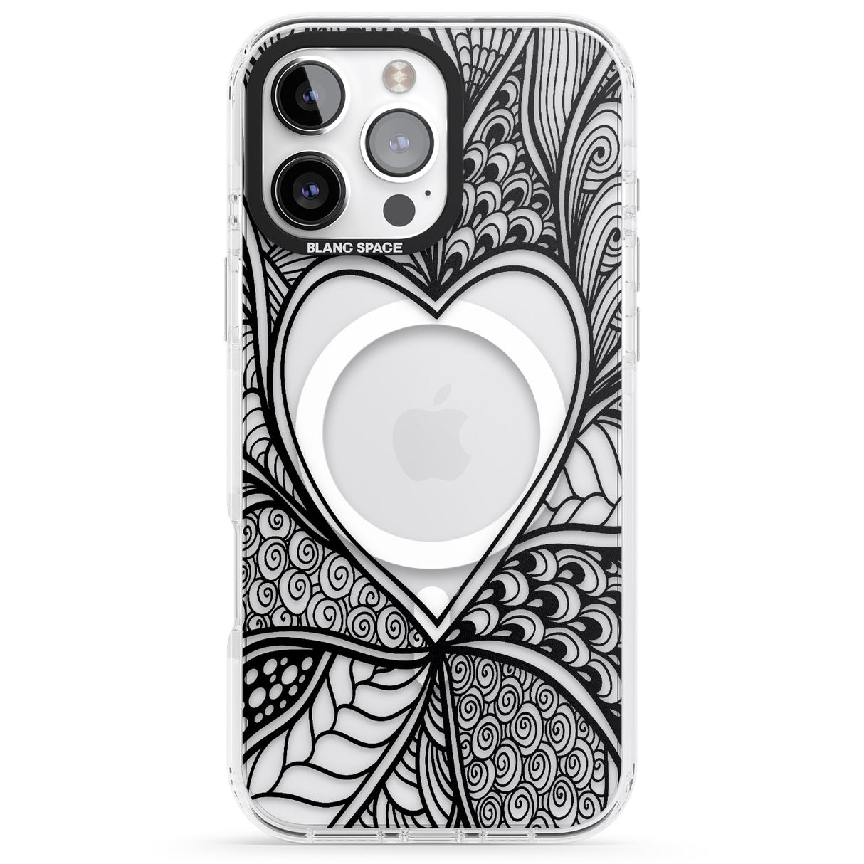 iPhone 16 Pro Max Black Henna Heart Black Impact Phone Case