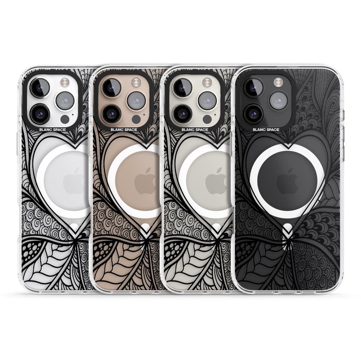 iPhone 16 Pro Max Black Henna Heart Black Impact Phone Case