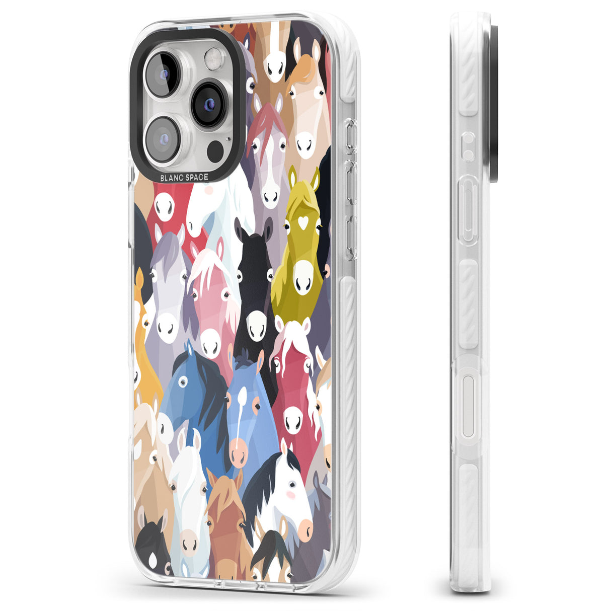 iPhone 16 Pro Max Colourful Horse Pattern Black Impact Phone Case