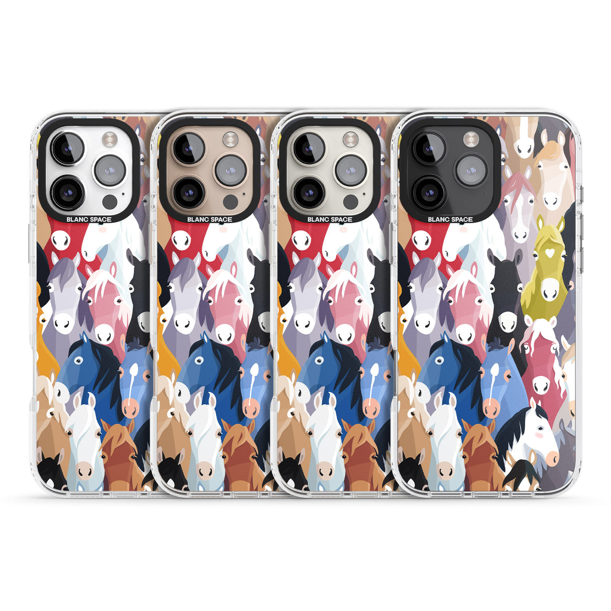 iPhone 16 Pro Max Colourful Horse Pattern Black Impact Phone Case