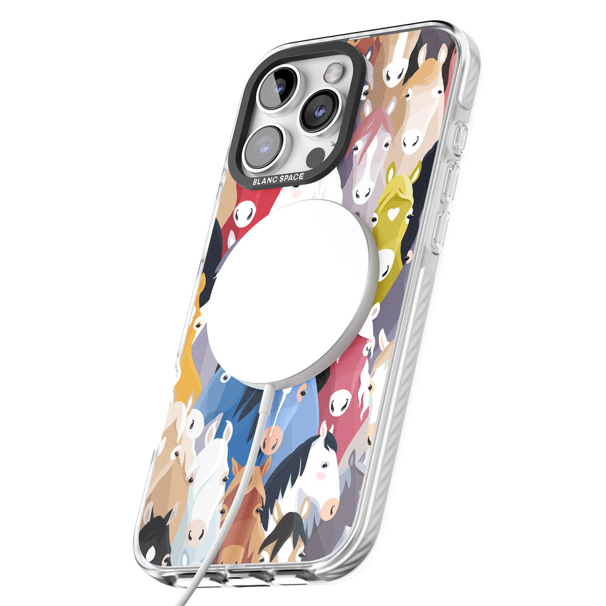 iPhone 16 Pro Max Colourful Horse Pattern Black Impact Phone Case