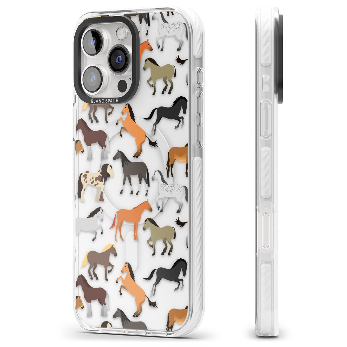 iPhone 16 Pro Max Horse Pattern Black Impact Phone Case