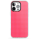 iPhone 16 Pro Max Neon Pink & Red Houndstooth Pattern Black Impact Phone Case