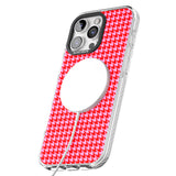 iPhone 16 Pro Max Neon Pink & Red Houndstooth Pattern Black Impact Phone Case