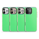 iPhone 16 Pro Max Neon Lime & Turquoise Houndstooth Pattern Black Impact Phone Case