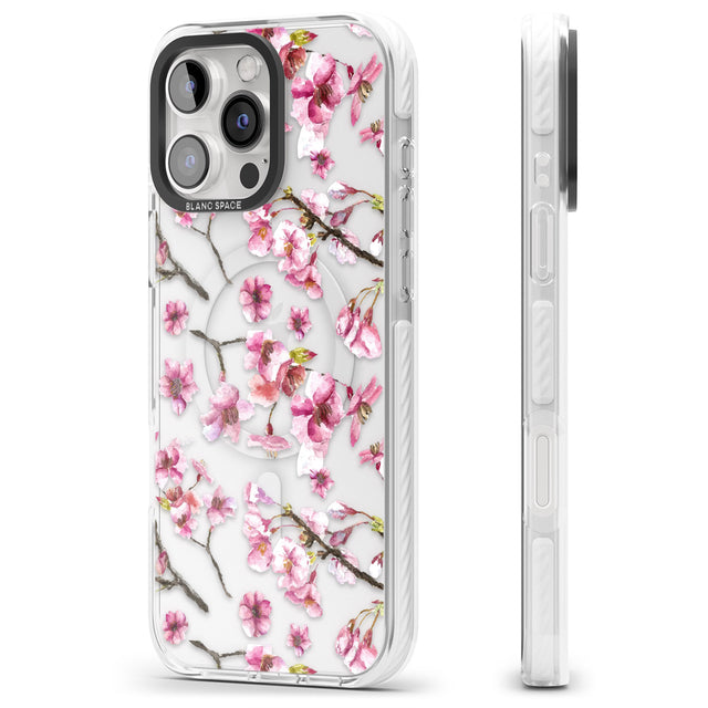 iPhone 16 Pro Max Sakura Watercolour Black Impact Phone Case