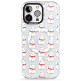 iPhone 16 Pro Max Lucky Cat Maneki-Neko Japanese Pattern Black Impact Phone Case