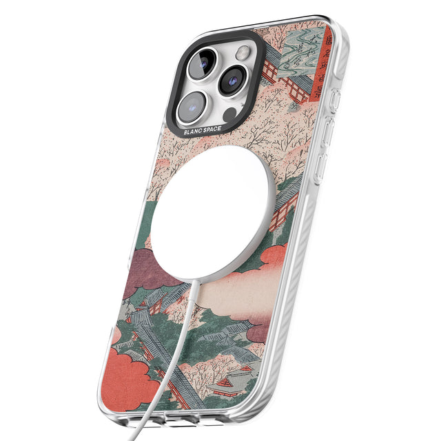 iPhone 16 Pro Max Vintage Japanese Illustrations Japanese City Black Impact Phone Case