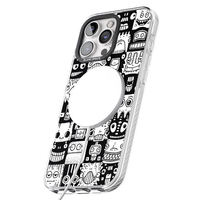 iPhone 16 Pro Max Checkerboard Heads Black Impact Phone Case