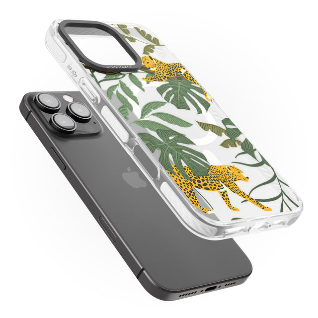 iPhone 16 Pro Max Two Jaguars & Foliage Jungle Cat Pattern Black Impact Phone Case