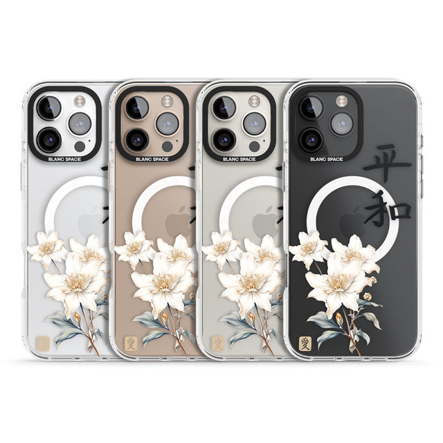 Peace and Flowers Impact Magsafe Phone Case for iPhone 16 Pro, iPhone 16 Pro Max