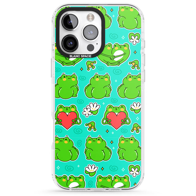 iPhone 16 Pro Max Frog Booty Kawaii Pattern Black Impact Phone Case