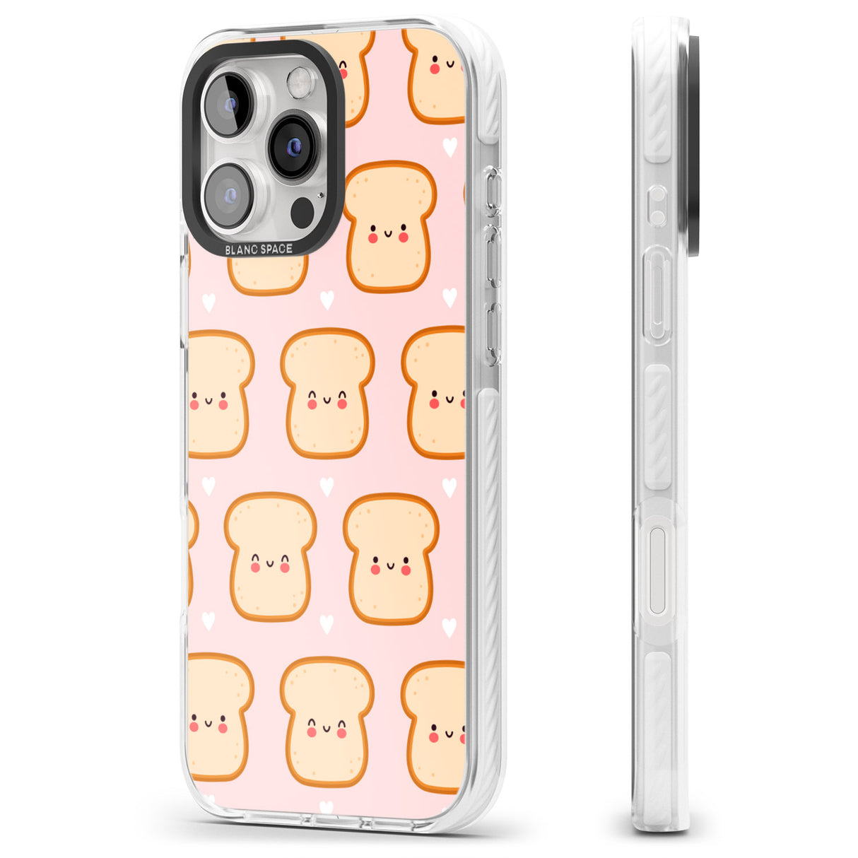 iPhone 16 Pro Max Bread Faces Kawaii Pattern Black Impact Phone Case