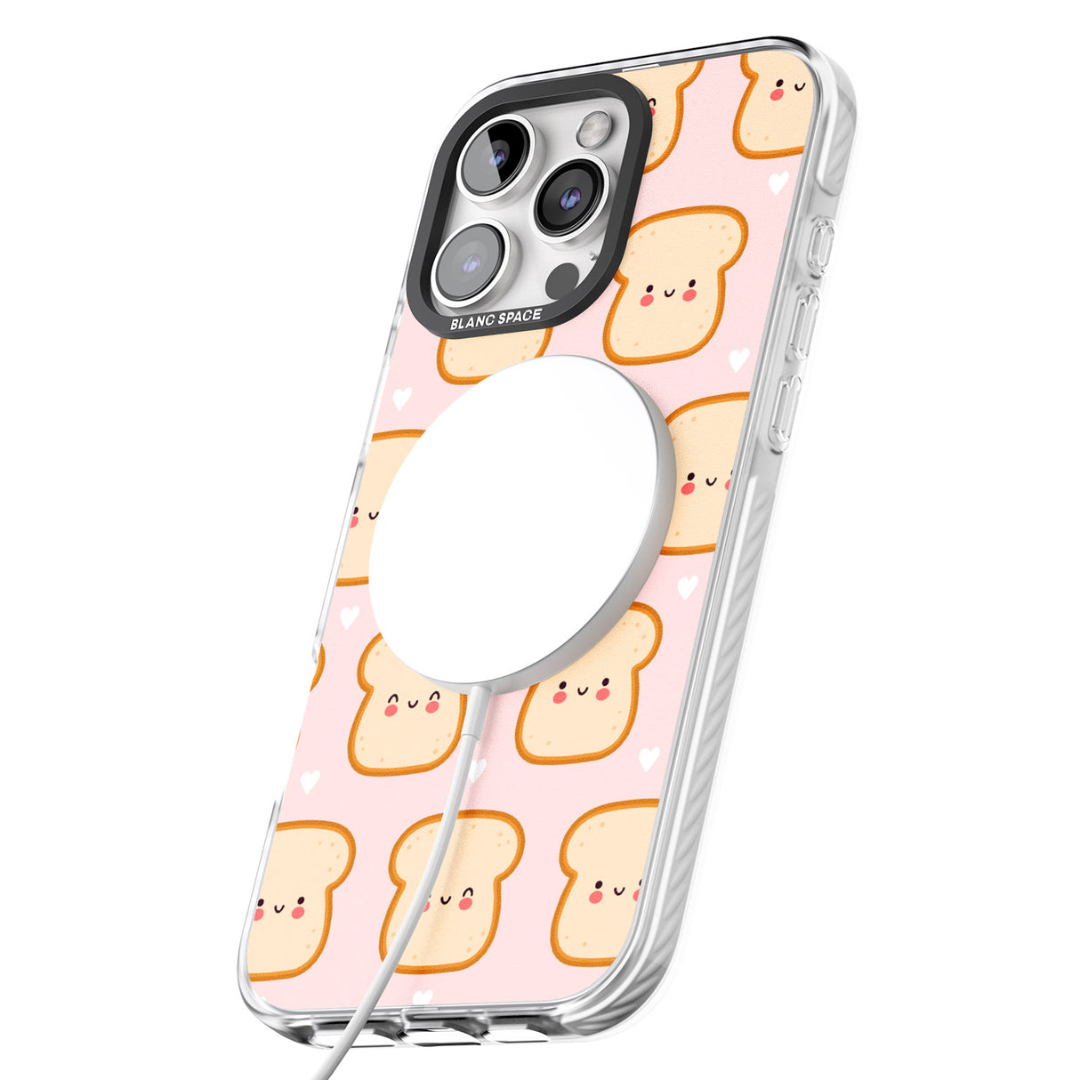 iPhone 16 Pro Max Bread Faces Kawaii Pattern Black Impact Phone Case