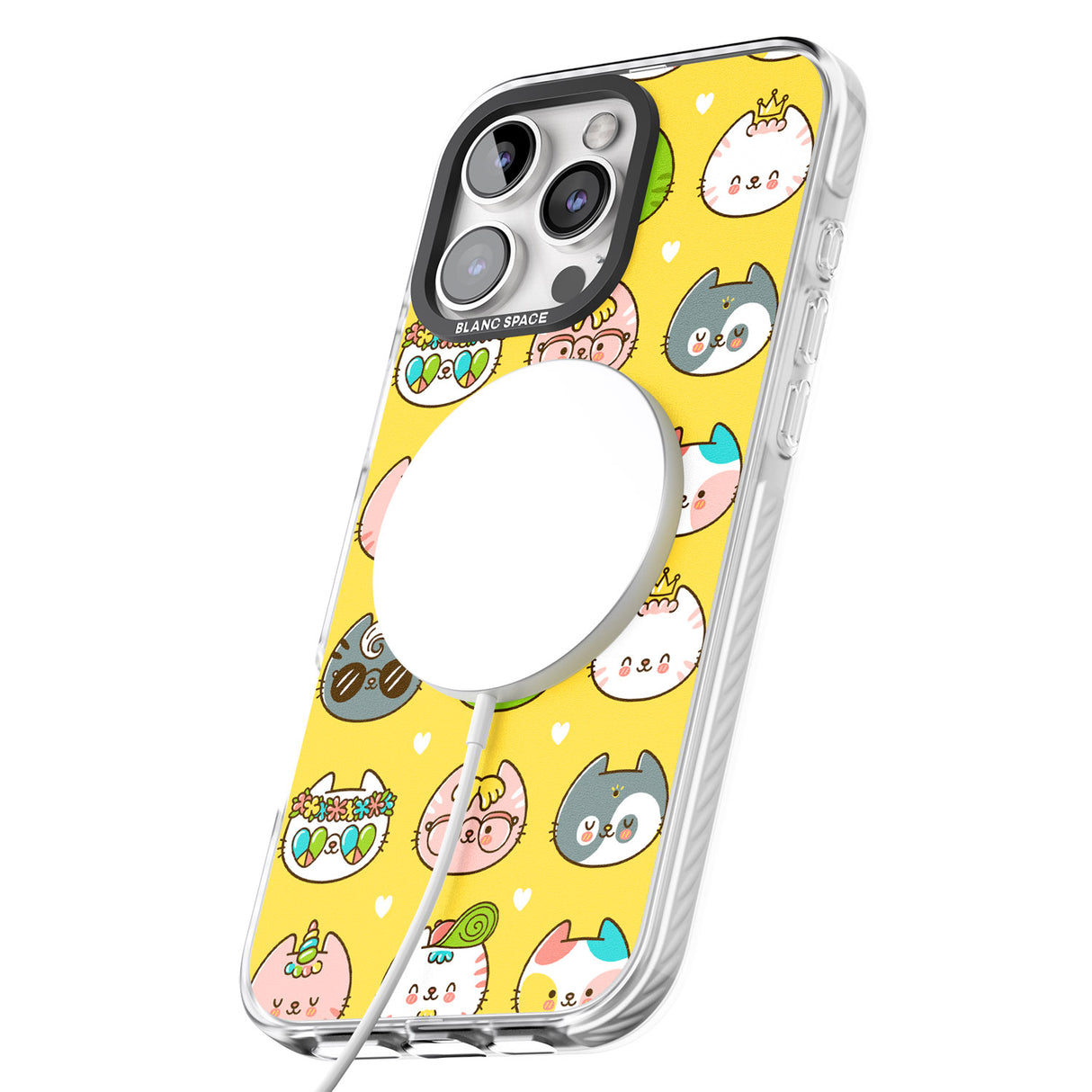 iPhone 16 Pro Max Mythical Cats Kawaii Pattern Black Impact Phone Case