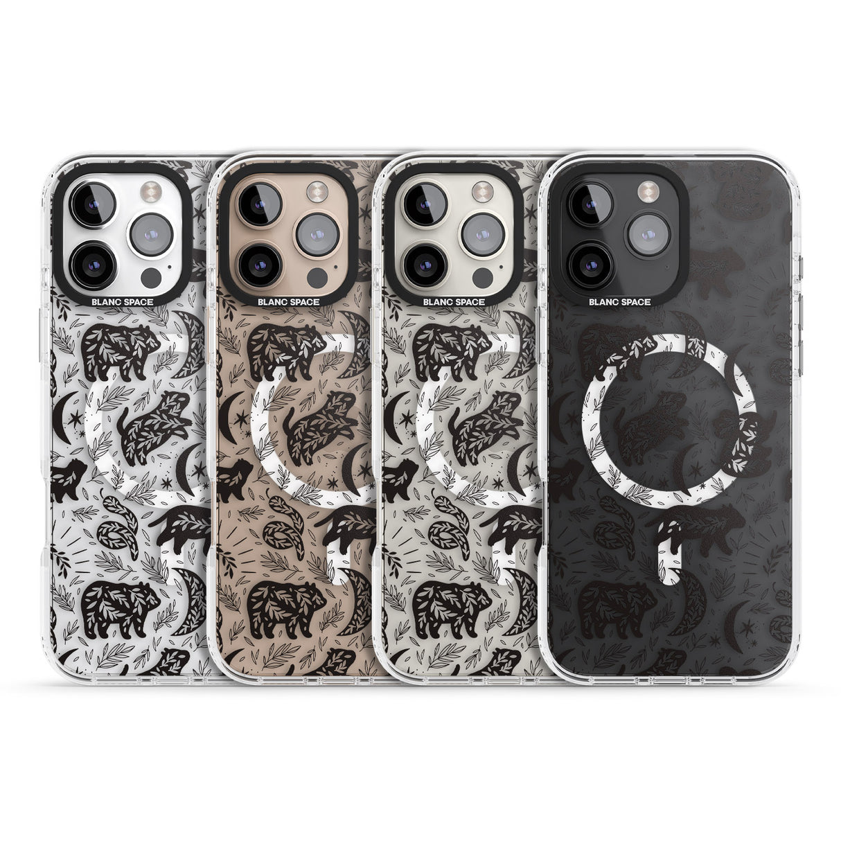 iPhone 16 Pro Max Leafy Bears Black Impact Phone Case