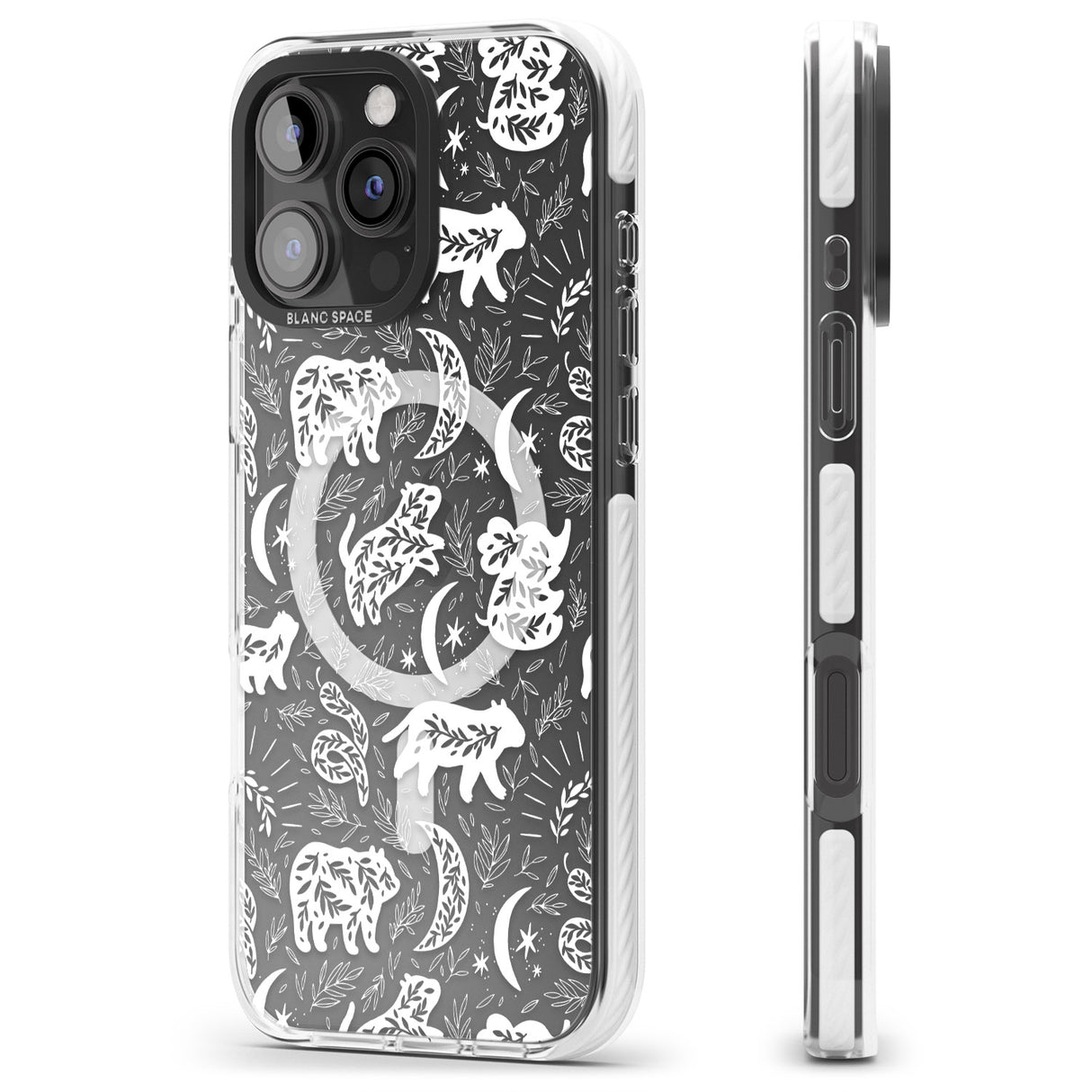 iPhone 16 Pro Max Forest Animal Silhouettes: White/Clear Black Impact Phone Case