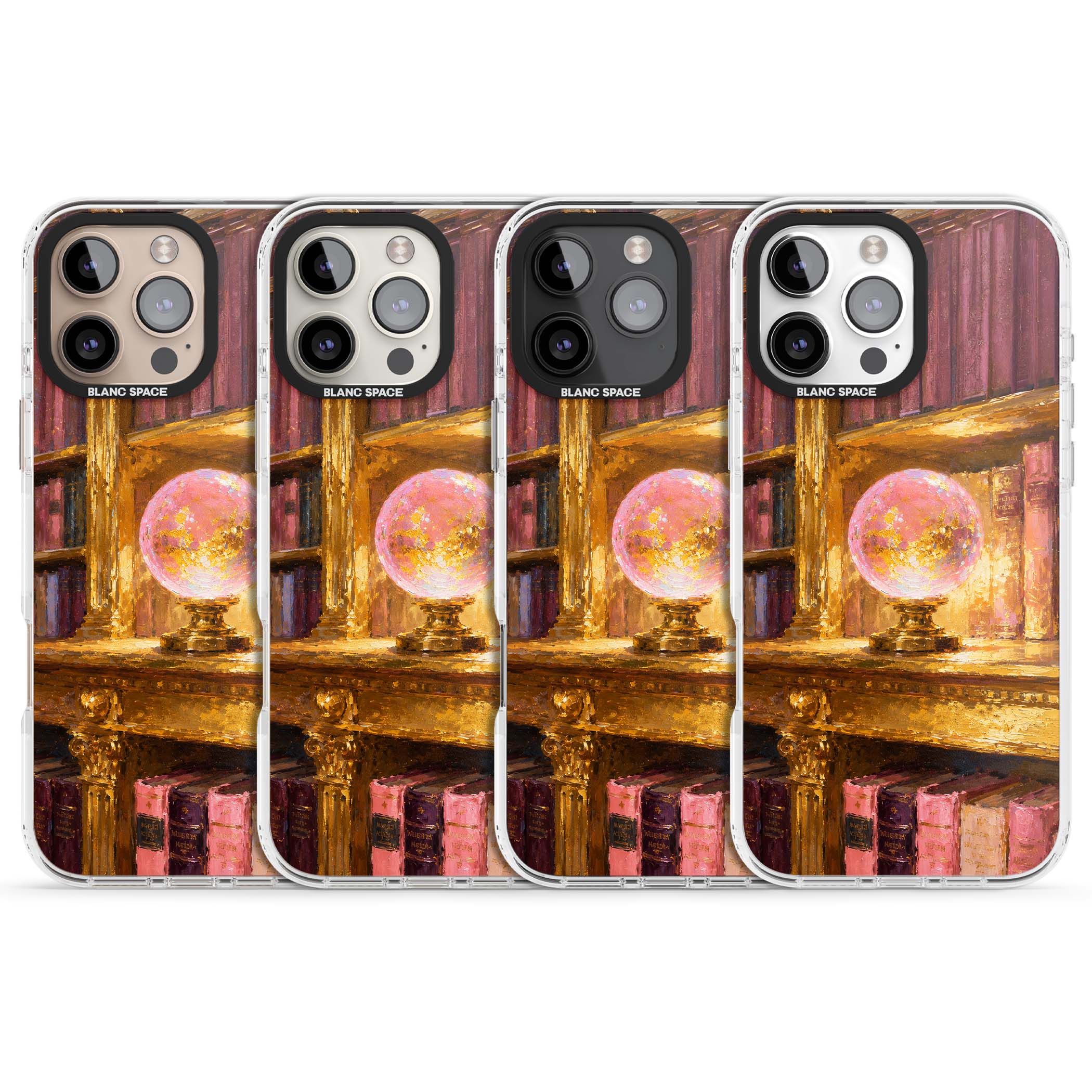 Gilded Library dark academia iPhone case featuring an oil painted crystal ball on a gilded library shelf with vintage | Impact Magsafe case for iPhone 16 Pro, iPhone 16 Pro Max