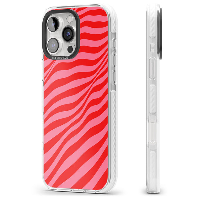 iPhone 16 Pro Max Pink & Red Distorted Line Black Impact Phone Case