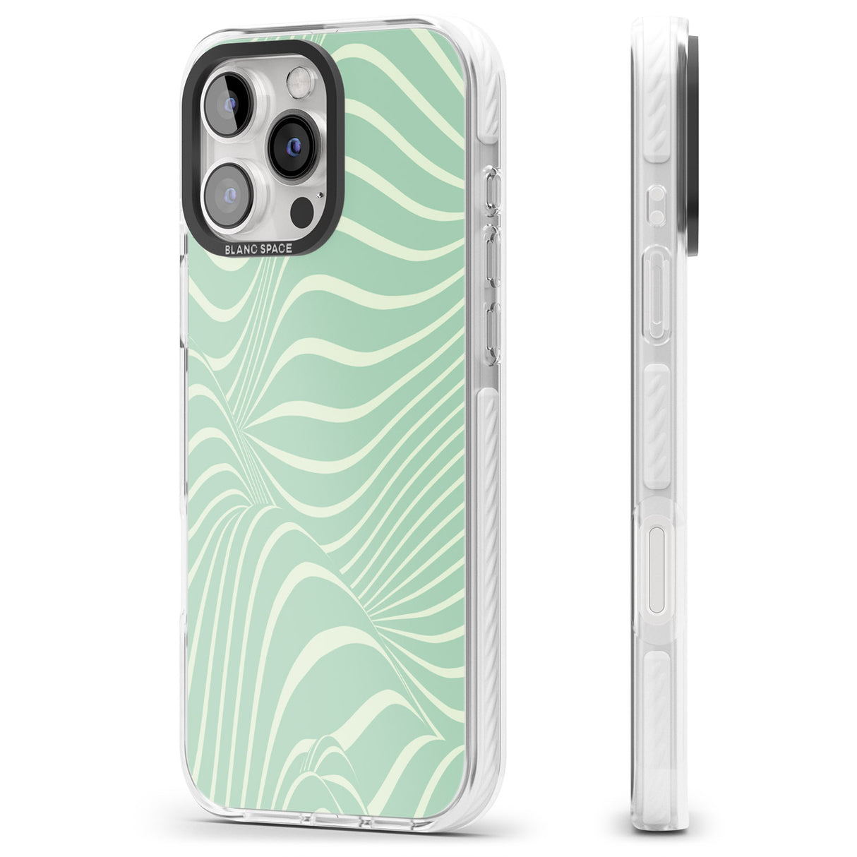 iPhone 16 Pro Max Mint Green Distorted Line Black Impact Phone Case