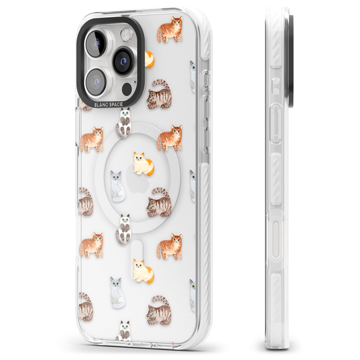 iPhone 16 Pro Max Cute Cat Pattern - Clear Black Impact Phone Case