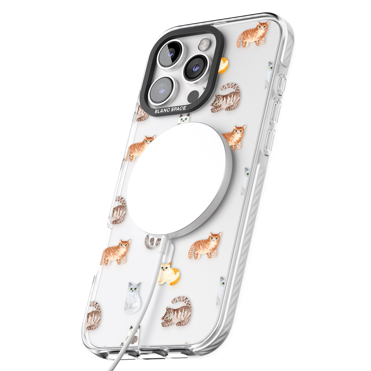 iPhone 16 Pro Max Cute Cat Pattern - Clear Black Impact Phone Case