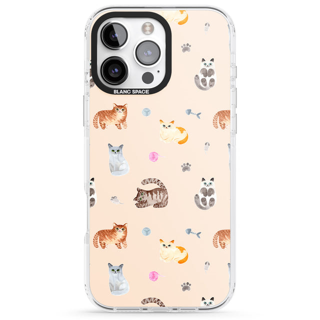 iPhone 16 Pro Max Cats with Toys Black Impact Phone Case