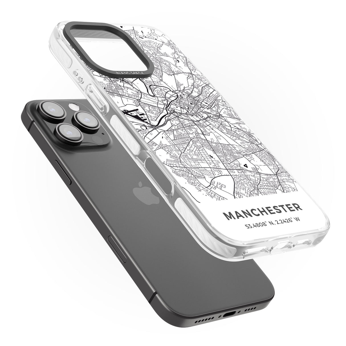 iPhone 16 Pro Max Map of Manchester, England Black Impact Phone Case